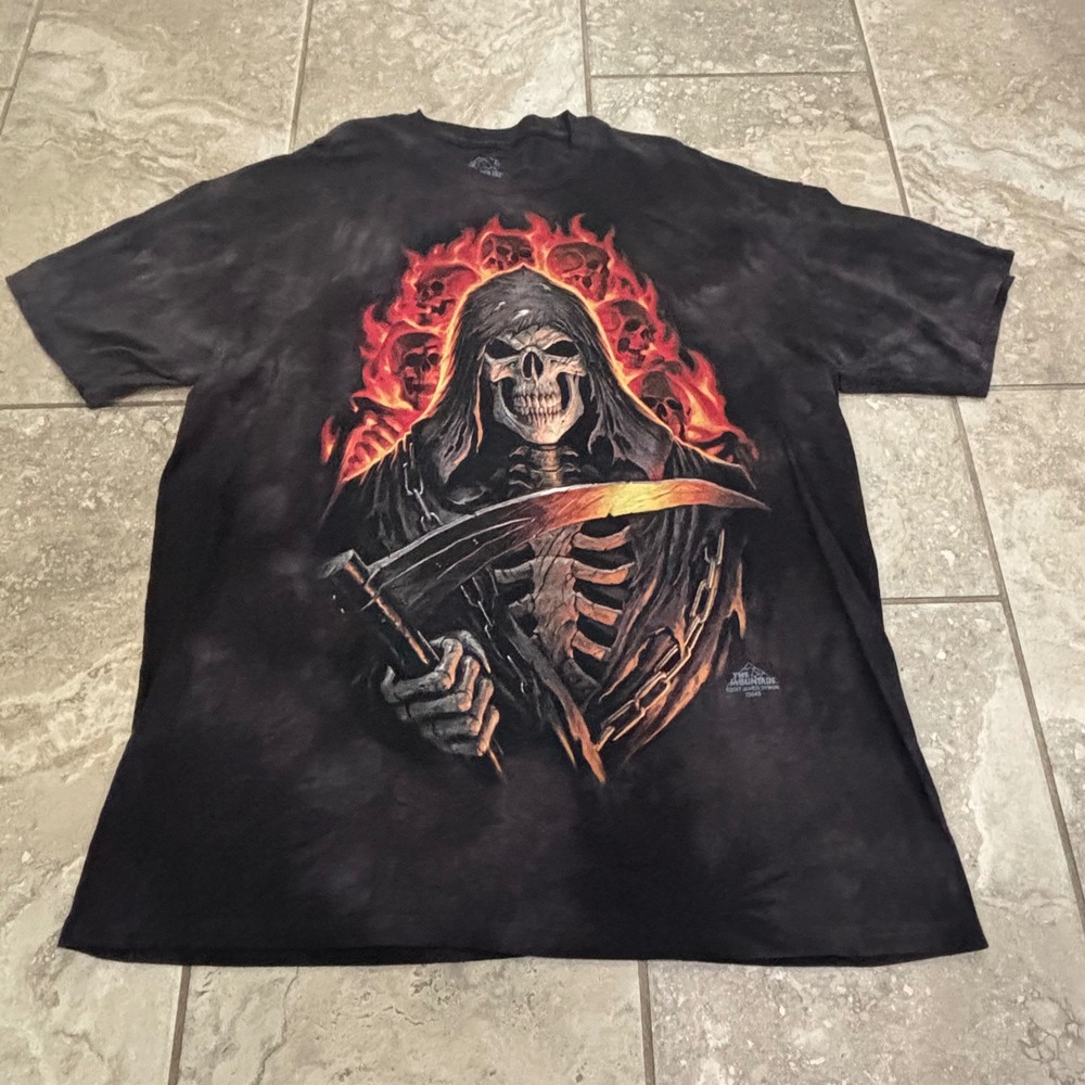 The Mountain James Ryman Grim Reaper Skulls Tie Dye Graphic Shirt Mens XL 73645